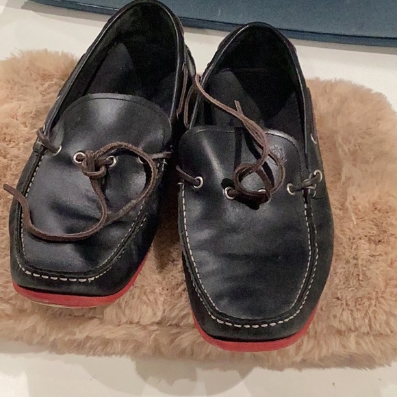 Salvatore Ferragamo Black and Red Boat Shoes